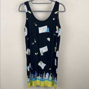 Vintage Holly Lane Stylish Black Printed Cocktail Dress size Medium